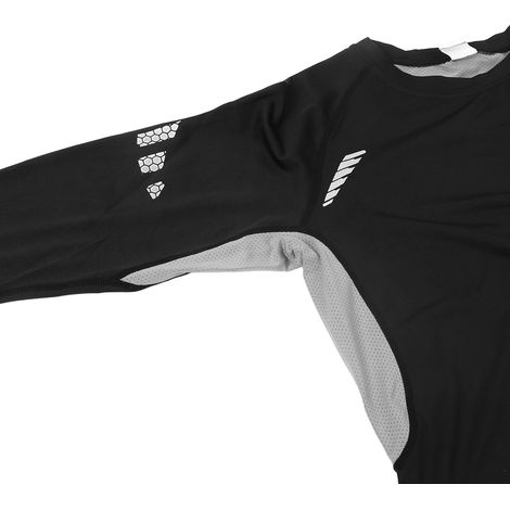Langärmeliges Trainingsshirt, Größe M, schwarz und grau, bequem und atmungsaktiv, aus Kunstseide, ideal zum Laufen. (1/5)