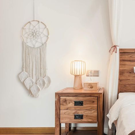 Macrame Attrapeur de rêves, Grande tenture Murale en Plumes tissées Décoration de Glands Boho Dream Catcher à la Main Cadeau d'artisanat d'ornement de décoration (1/5)