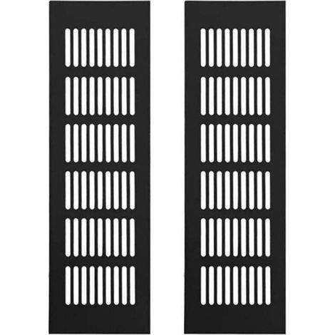 Grille Aération Aluminium 2 Pièces Grille d'Aeration Grille de Ventilation Rectangulaire Grille d'Aeration en Alliage Grille Noir 250 X 80mm