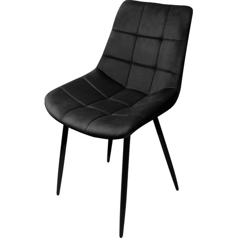 Samt mit Eisen Beine Neun Fach Löffel Esszimmerstuhl Set von zwei dunkelgrau (1/5)