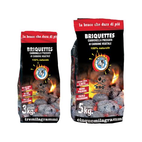CARBONE CARBONELLA BRIQUETTE 3 KG CARBONE VEGETALE 100% NATURALE BARBECUE 50662V 5 KG (50663)