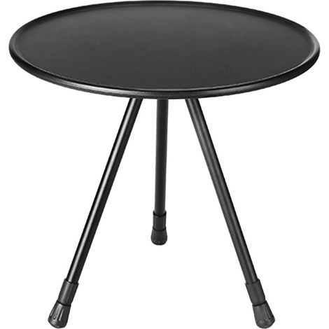 Table pliante ronde noire ultra-légère en alliage d'aluminium, pliable, idéale pour le camping, les pique-niques et les voyages en plein air. (1/5)