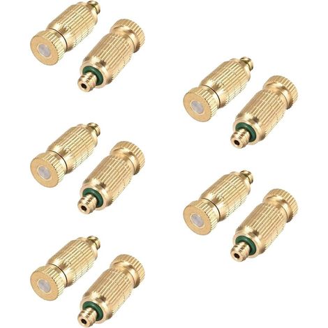 Lot de 10 buses de brumisation en laiton, buse de pulvérisation haute pression de 0,2 mm, buse de brumisation anti goutte.