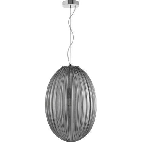 Merano Ferryland Globe Suspension Plafonnier Métal Chromé Verre Gris Fumé LED E27