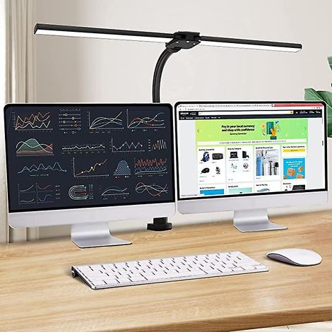 Lampe de bureau LED double tête, 24W lumineuse pour bureau à domicile, éclairage de plan de travail 5 couleurs, lampe d'architecte