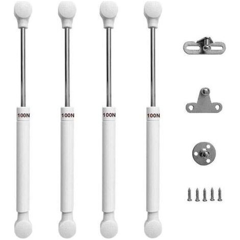 Lot de 4 Porte Armoire de Cuisine Vérin à Gaz 100N Relevable Ressorts à Gaz Rester Charnière Amortisseur Pistons Pneumatique Soutien pour Levage Portes Meuble (1/4)