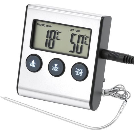 Thermomètre Cuisine Numérique Sonde Fonction minuterie Écran LCD pour Cuisson au Four et Barbecue (1/4)