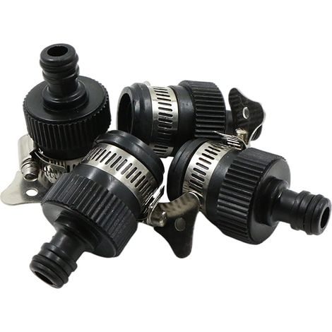 Connettori rapidi per rubinetti per tubi flessibili - 4 pezzi Connettore per tubo da giardino in polipropilene e gomma, senza filettatura, adatto per rubinetti rotondi con diametro esterno da 15 a 24  (1/4)