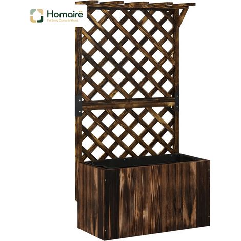HOMAIRE Hochbeet Pflanzkasten mit Rankgitter aus verkohltem Holz für Garten (1/5)