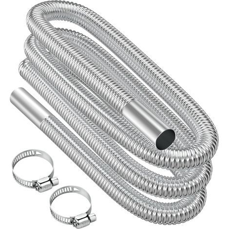 Tuyau d'échappement, 300 cm Portable Flexible Tuyau d'échappement en Acier Inoxydable avec 2 Colliers en Acier IOnoxydable, Tuyau d'Echappement de Voiture(25mm) pour Chauffage Diesel Voiture (1/5)