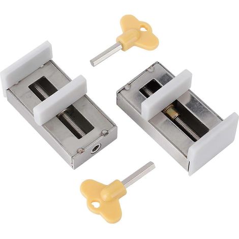 Lot de 2 verrous de sécurité pour cadre de porte en alliage d'aluminium avec clé, verrous de sécurité réglables pour double fenêtre coulissante, verrous de sécurité en acier, limiteur de sécurité pour (1/5)