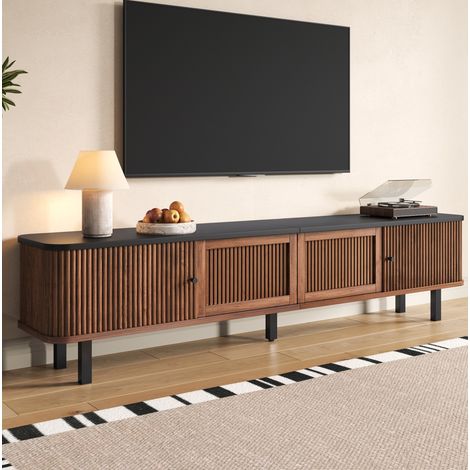 Moderner TV-Schrank, TV-Ständer, TV-Paneel, niedriger TV-Schrank. Zwei Schiebetüren, zwei Gittertüren, einzigartiges Design. 190 x 35 x 45 cm (L x B x H) (1/5)