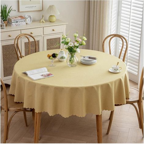 Nappe ronde anti-taches 180 cm Jaune, imperméable et facile à nettoyer