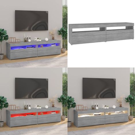 TV-Schrank mit LED-Leuchten 2 Stück Grau Sonoma 75x35x40 cm - TV Schrank - Holzwerkstoff Möbel - Grauer Wohntisch - LED Beleuchtung - Wohnzimmer Deko - Home & Living (1/5)