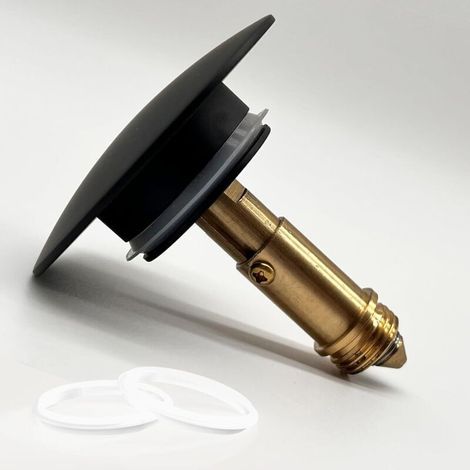 Pop-up Sink Plug 66mm Matte Black Solid Brass, Click Clack Sink Plug, Sink Drain Plug, Spring-Loaded Pressure Plug for Bathroom Sink (1/5)