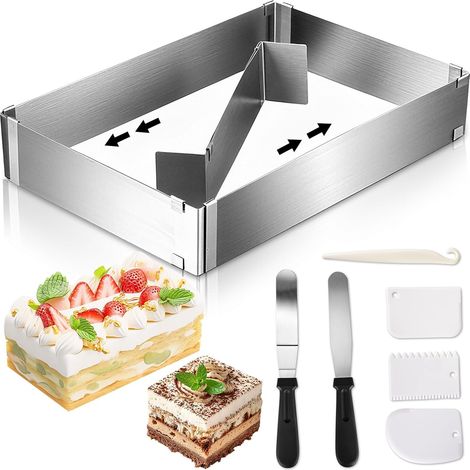 1 Moule Pâtisserie Réglable, Acier Inoxydable, Pour Gâteaux Et Tartes, Usage Domestique Et Pro (1/5)