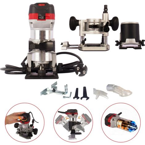 AREBOS router wood router milling machine 710W plunge base & trimmer with tool bag (1/5)