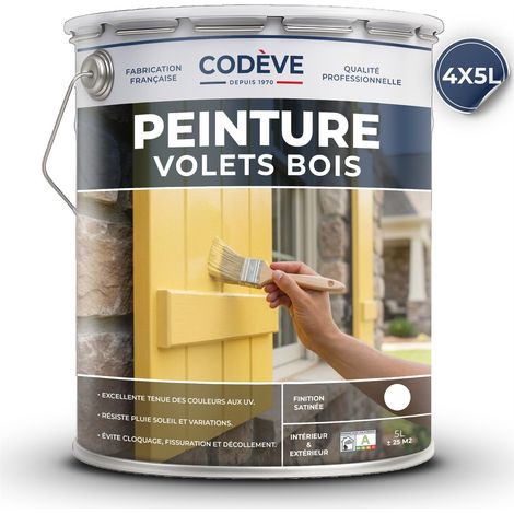 Peinture Volets Bois - 20 L - Codeve Bois - RAL 7047 - Telegris 4 - Pour La Protection De Votre Volet, Persienne, Fenêtre, Portail Bois.