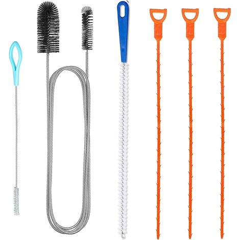 Brosse Canalisation Tuyau Deboucheur Canalisation, 6 Pièces Deboucheur Canalisation Kit Goupillon de Nettoyage de Drain D'égout pour Cuisines, Salle de Bains (1/5)