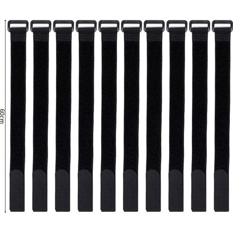 Bridas para cables, reutilizables, longitud ajustable, 2 x 60 cm, 60 unidades (1/2)