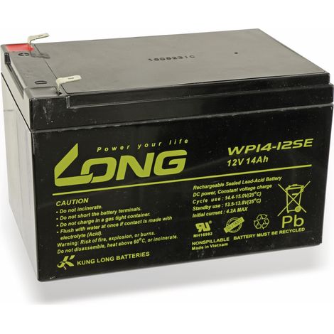 Accumulateur au plomb KUNG LONG WP14-12SE, 12 V/14 Ah, résistant aux cycles