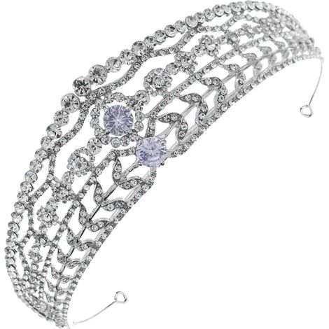 Tiara de haute qualité pour dames Brautkrone Zinklegierung Silber mit Zirkon Kristall