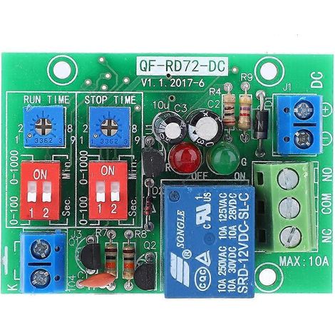 RD72-DC-12V Module relais marche/arrêt à cycle continu, interrupteur à temporisation, relais à boucle continue (1/4)