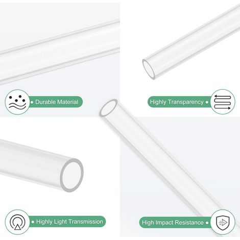 Tube transparent rigide en acrylique PMMA 7x9mm longueur 305mm lot de 2 (1/5)