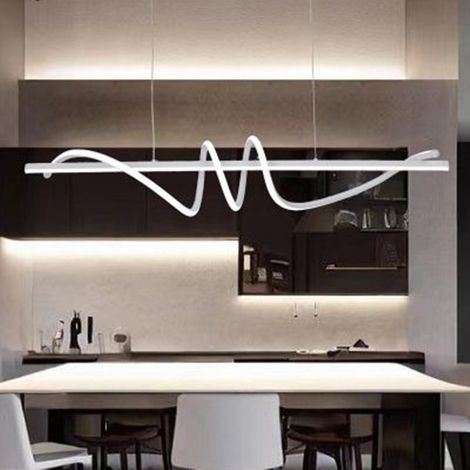 TRADE SHOP - Lampadario Sospeso Led 65w Bianco Spirale Ondulato Vortice Orizzontale Luce 3000k-6500k 01141 -
