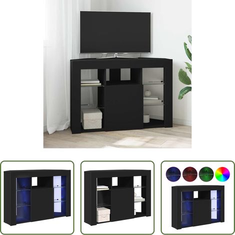 Meuble TV LED - Meuble TV LED d'Angle Noir 100x40x68cm Bois d'ingénierie (1/5)