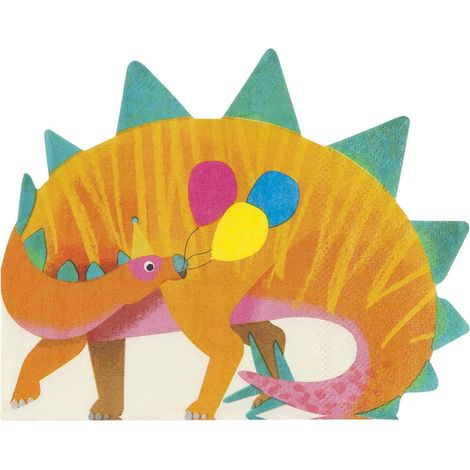 16x Serviettes Dinosaure, Forme Stégosaure Découpée Art de la Table Coloré pour Anniversaire Enfant, Mixte Garçons (1/5)