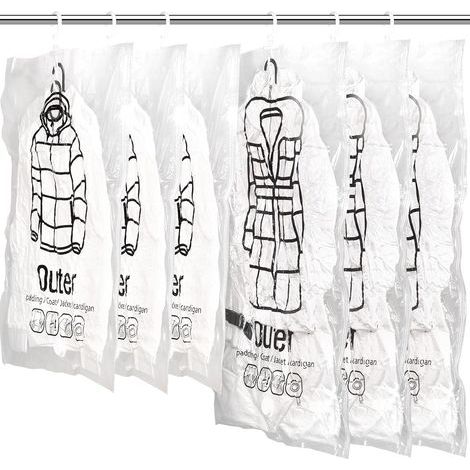 Lot de 6 sacs de rangement sous vide suspendus, réutilisables et peu encombrants, avec cintre.-AquaForge (1/5)