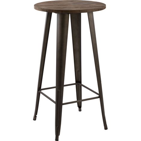 Table de bar ronde 2 personnes en bois foncé D60 cm - Chimie (1/5)