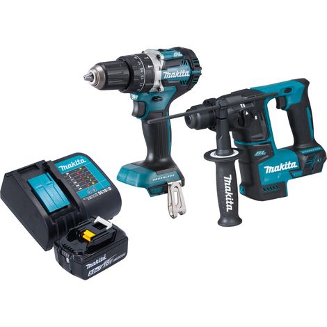 Makita DLX 2278 ST1 kit combinado inalámbrico + taladro de impacto DHP 484 54 Nm + taladro percutor DHR 171 1.2 J + 1x batería recargable 5.0 Ah + cargador (1/4)