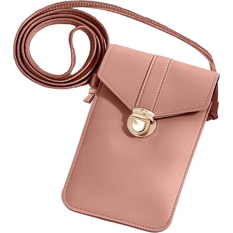 Sac de téléphone portable en cuir pour femme (rose foncé), (1/2)