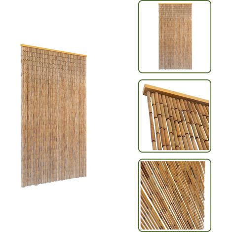 The Living Store Rideau de porte contre insectes Bambou 100 x 200 cm - Rideau De Porte - Moustiquaire - Anti-insectes - Bambou - Décoration Intérieure (1/5)