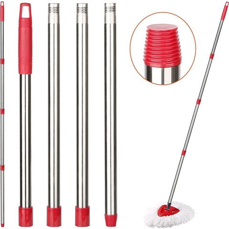 Manche de rechange pour balai rotatif - Manche de rechange pour balai à 4 sections de 30 à 58 pouces compatible avec balai rotatif O-Ceda, manche de balai EasyWring pour le nettoyage des sols (t (1/5)