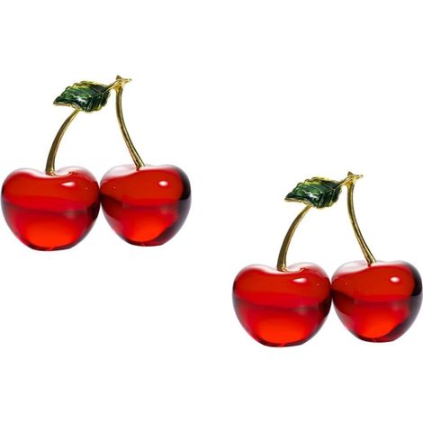 2 Pièces Décoration de Bureau Cerise Cristal Adornement Unique pour Intérieur Ornement Compact Élégant pour Bureau Table (1/5)