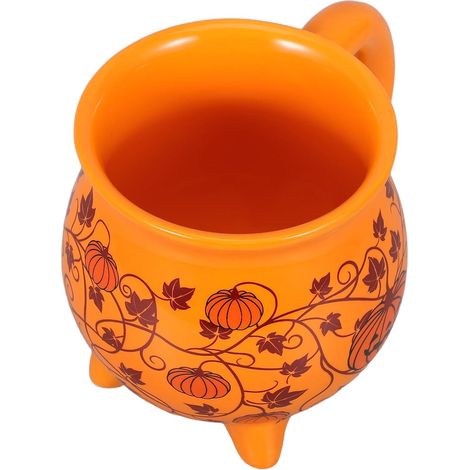 Tasse aus Keramik Orange D'halloween Visage de Citrouille, Fassungsvermögen 350 ml, Widerstandsfähige Mikrokugeln, Rassemblements D'automne Famille (1/4)