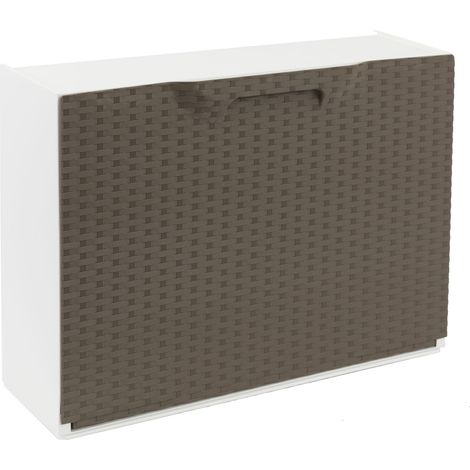 Zapatera modular apilable con efecto ratán Harmony Box color topo 51x19x39 cm (1/5)