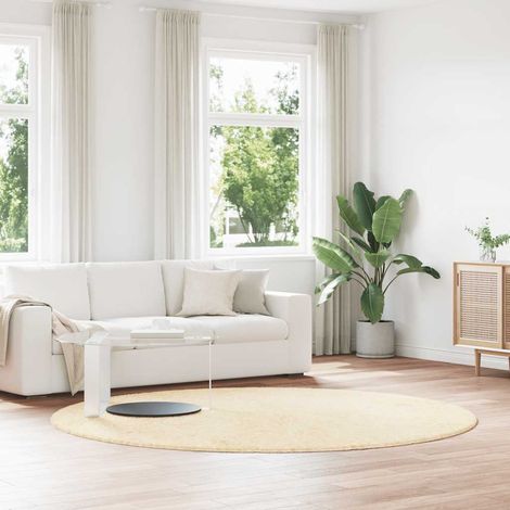 Tapis shaggy à poils longs-Tapis de salon-Tapis Chambre NAVARRA crème 240x240 cm polyester 824881 (1/5)
