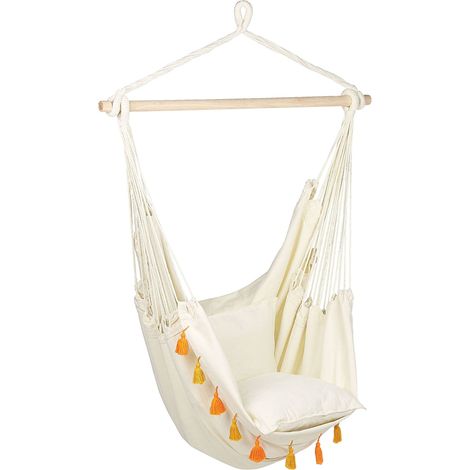 Sedia amaca da interno all'aperto Boho Swing Cuscini di seduta in cotone Beige Varena