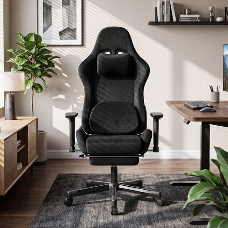 Chaise gaming ergonomique massante - Noir - Inclinable avec accoudoirs 3D - Pour jeu, bureau, télétravail - Design immersif et confortable (1/5)