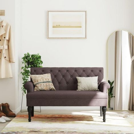 2-Sitzer Sofa mit Rückenlehne, Retro-Stil, Dunkelbraun, Stoff, 120x62x75,5 cm (1/5)