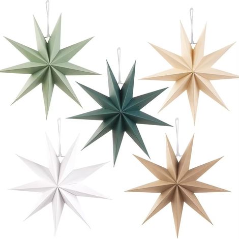 5 decorazioni natalizie - design a stella 3D - decorazioni festive per vetrine di centri commerciali - decorazioni per l'albero di Natale (1/5)