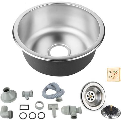 Évier Inox Encastrable 1 Bac - Acier Inoxydable - Avec Égouttoir Réversible - Pour Camping Car Van - 41x41x20 cm (1/5)