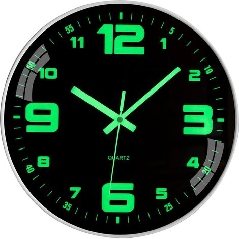 Horloge Murale Lumineuse sans Bruit de tic-tac silencieuse - 30 cm - Quartz Moderne - Grande Horloge Murale à Piles - Facile à Lire (1/5)