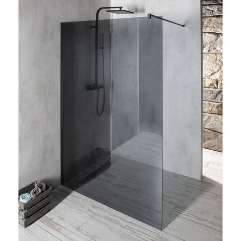 VARIO BLACK Panneau de douche monobloc, mural, verre fumé, 800 mm (1/4)