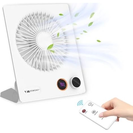 Mini Tischventilator, USB Ventilator,5000mAh Akku-Ventilator,180°Kippbarer tragbarer Ventilator mit Fernbedienung, stufenlose Geschwindigkeit, starker Wind, leise hängende Ventilatoren-Schwarz (1/5)