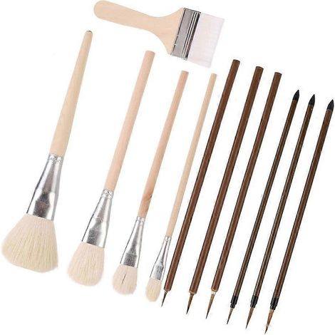 Lot de 11 pinceaux pour peinture acrylique et aquarelle, pinceaux d'artiste (1/5)